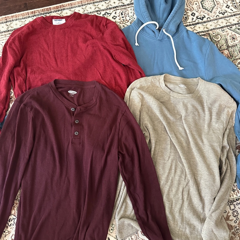 Men's Old Navy Assorted Long Sleeve Tops - Red, Blue, Beige, Burgundy
